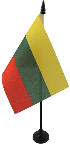 AZ FLAG Bordsflagga Litauen 15x10 cm Litauisk 100D Polyester Plastfot