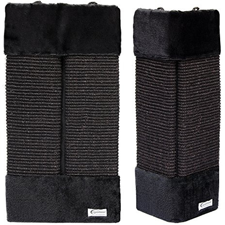 EYEPOWER Eckkratzbrett S ca. 50 x 22 cm Katzenkratzbrett Kantenschutz Kratzbrett Sisalbrett Kantschutz Eckenschutz Kratzecke Wandschutz Natursisal für Innen- und Außenecken Schwarz