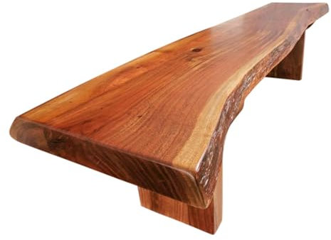 MASSIVMOEBEL24.DE | Freeform Bank aus massiver Baumkante #110 im Landhausstil aus Akazienholz - Walnuss, lackiert 235x38 cm Sitzbank Holzbank Baumbank Massivholz