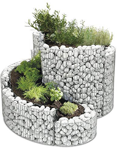 bellissa Gabionen Grünkraut-Kräuterspirale - 4501 - Steinkorb-Kräuterschnecke - Bausatz in Gartenbau-Qualität - 140 x 110 x 20/80 cm