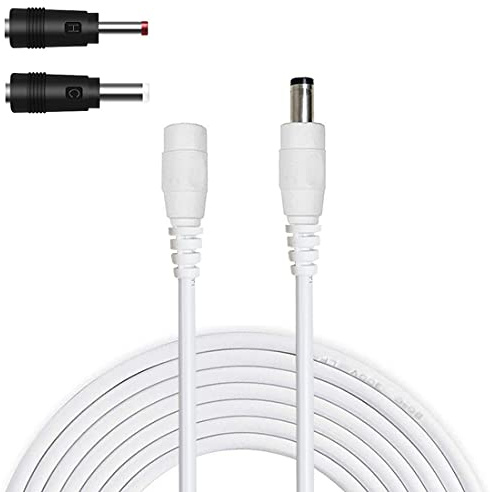 Liwinting DC Verlängerungskabel 2m/6.56Feet 5.5x2.1mm Anschlusskabel Gleichstrom Verbinderkabel Männlich zu Weiblich für Netzteil, CCTV-Kamera Power mit 2 DC-Wandler, Weiß