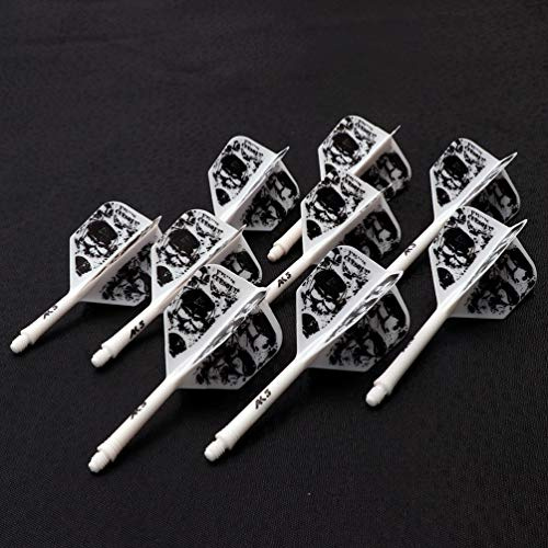 CUESOUL 9 Pieces Integrated Dart Shaft and Flights Dart Shaft Length 21mm/28mm/33mm,White Skull Dart Flights