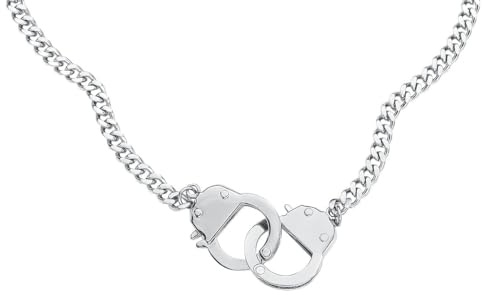 ECHT etNox hard and heavy Handschellen Männer Halskette silberfarben Edelstahl Biker, Geschenke, Rockwear