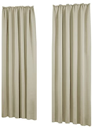 Deconovo Vorhänge mit Kräuselband Winter Schlafzimmer Warme Dicke Gardinen, 245x140 cm(HöhexBreite), Beige, 2er Set