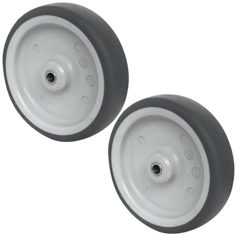 Abrollwerk 2er Set Einbaurad 125 mm inkl. Achse, Apparaterolle, T.P.E. Gleitlager, Robuste leichtgängige Transportrollen Geräterollen Möbelrollen Industrierollen (2)