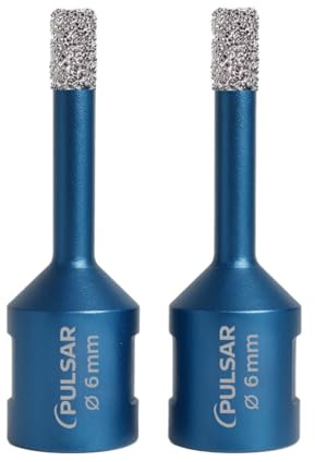 2 pack Pulsar High Performance 6mm (M14) Angle Grinder Diamond Tile Dry Drill Bit for Porcelain Ceramics and Natural Stone