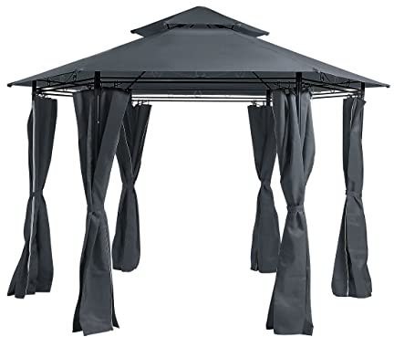 Garten-Pavillon mit Dach und Seitenwänden Graphitgrau rund moderner Stil Portel