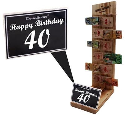 Genial-Anders Originelle lustige Geldgeschenke zum 40. Geburtstag Geschenkideen für Männer und Frauen - Mausefalle Premium - 6 - Text s/w Happy Birthday 40 Geburtstag