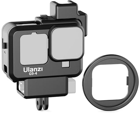 ULANZI G9-4 Vlog Kunststoff für GoPro 9 Black & GoPro Hero 10 Schwarz - Videokäfiggehäuse mit Filteradapter und Cold Schuhhalter