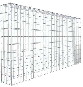 GABIONA Gabione zur Erweiterung (L x H x T cm: 200 × 100 × 20) – Steinkorb aus 4 mm Draht, C-Ring Verschluss mit Gratis-Zange – für Erweiterung in der Höhe, ohne Bodengitter – Gabionenzaun