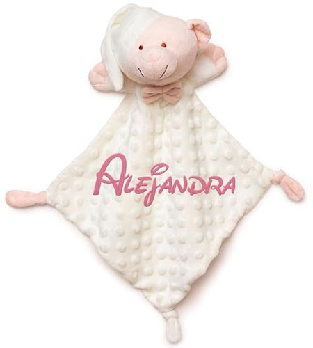 Danielstore Bebe Dou Dou Personalizado Dou Dou Bebé Recien Nacido Manta de Apego Bordado Personalizado Regalo Bebe Baby Shower Manta de Seguridad para bebés (Dou dou)