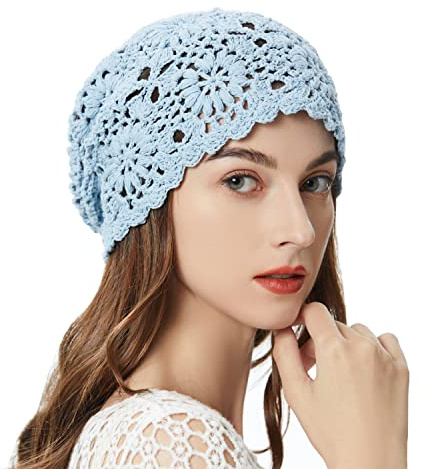 ZLYC Damen Sommer Strickmützen Handgemacht Häkelmütze Slouch Beanie Mütze | Baumwolle Atmungsaktives
