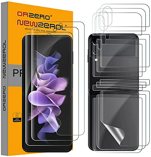 NEWZEROL 3 Sets Screen Protector for Samsung Galaxy Z Flip 3 TPU Film | Inner and cover screen flexible TPU films, full coverage, HD clear, smooth touch and bubble-free installation