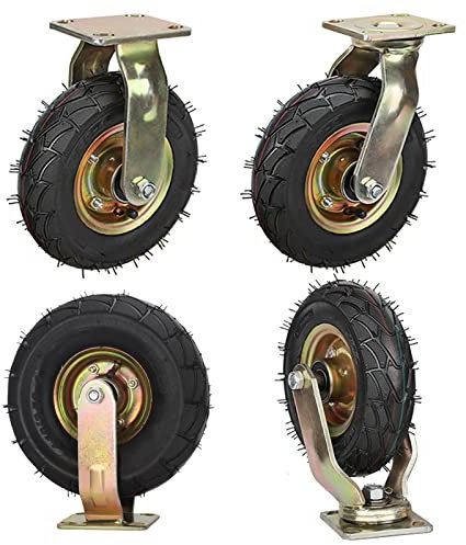 Luftreifen Gummi Rollen 4 Rollen Für Möbel, Schwerlastrollen Geräuschlose Gummi Lenkrolle Bockrolle - UniversalStielrollen Zum Speisewagen Mechanisch Möbel - 2 Bockrolle + 2 Lenkrollen ( Size : 8 )