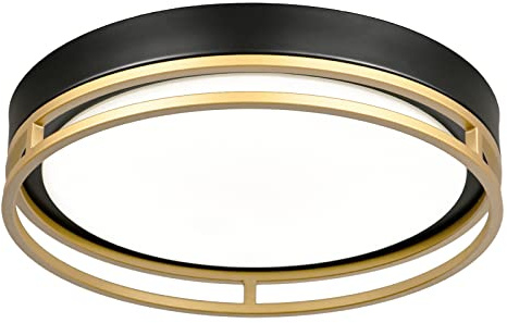 Flynix 12.5 Inch LED Flush Mount Ceiling Light Fixture, 26W, Super Bright 1700 Lumens, 3 Color 3000K/4000K/5000K, Dimmable Ceiling Lamp for Bedroom Hallway Bathroom Kitchen Laundry (Black Gold)