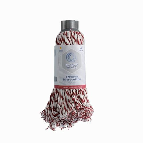 BLANCO PLATA Fregona algodón y Microfibra | Todo Tipo de Suelos | Absorción y Secado rápido | Ligera