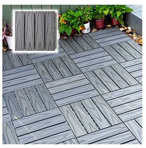 JIAJUAN Caillebotis Bois Naturel Baignoire Tapis, Tuiles Terrasse en Plastique Imbriquées, Imperméable Extérieur Balcon Sol Utilisation Tous Temps, Patio Sol Tuiles De Terrasse
