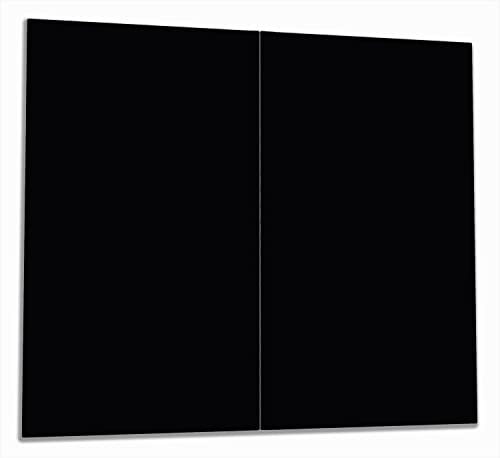 Wallario Herdabdeckplatte/Spritzschutz aus Glas, 2-teilig, 60x52cm mit 13mm hohen Füßen, für Ceran- und Induktionsherde, Schwarz