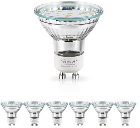 comzler GU10 LED Bulb Dimmable, 50W Halogen Equivalent GU10, 4000K Natural Daylight, GU10 Bulb Replacement for Track Lighting, MR16 GU10 Light Bulb LED 4W，120°Beam Angle 400LM 120V ETL Listed 6 Pack