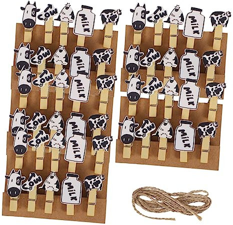 GALPADA Pinces à Photos en Vache 5 Paquets Mini Pinces à Linge Lot de 50 avec Cordon Suspendre pour Photos Cartes Notes Bricolage Décoration Murale Garçon et Filles Mariage