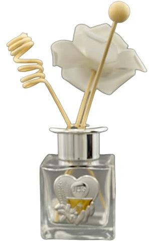 Doni Bomboniere Kommunion 4 Stück Diffuser Essenz mit Plakette für Mädchen, Jungen, Jungen, Kommunionen, originelle Angebote, Weibliche Details in Herzform, heilige Symbole, Kelch und Hostie, Geschenk