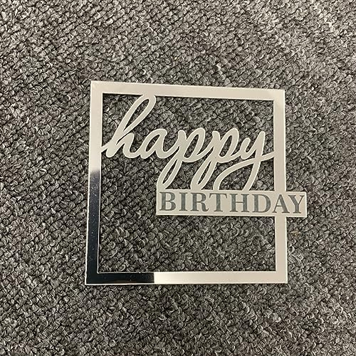 Craft Cart Acrylic Cake Topper Front Standing Silver Square For Any Age Happy Birthday Party Decoration Design Idea