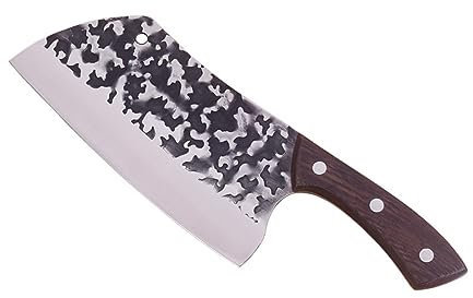 FBITE Cuchillos de corte de doble propósito, cuchillo de cocina afilado de acero inoxidable forjado a mano, cuchillos for rebanar y cortar huesos, mango de ala de pollo