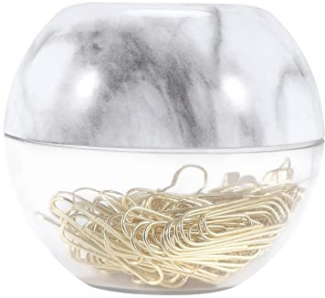 JAVERGGN Gold Bueroklammern in Eleganten Magnetischen Marmor Clip Halter, 28mm, 100 Clips