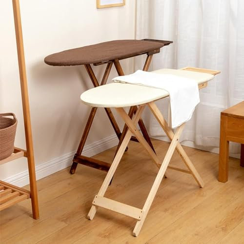 LIJBDDM De Planchar Tabla de Planchar Madera,Mesa plancharplegable Mesa Planchar De Madera con Ajuste de Altura de Varios, Niveles, ensanchado y extendido,(Color:Marrón)
