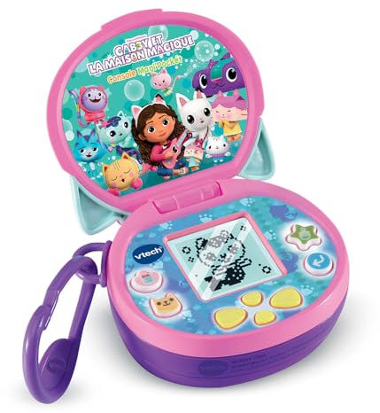 VTech - Gabby et La Maison Magique, Console Magi'Pocket, Mini Console de Jeu Portable avec Écran Animé, 10 Cadrans, 4 Jeux, Cadeau Enfant de 3 Ans à 7 Ans - Contenu en Français