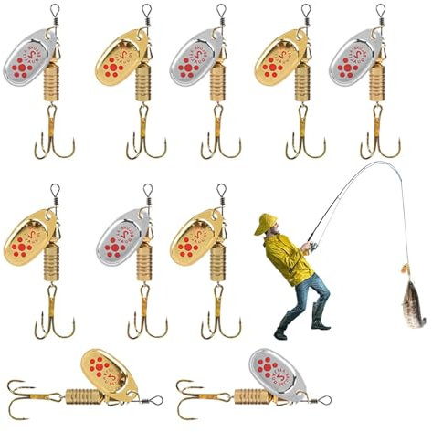 10pcs esca artificiale da oro e argento Spinnerbait Spinnerbait Cucchiai da per acqua salata esche rotanti in metallo duro esche tipo cucchiaio di fundic