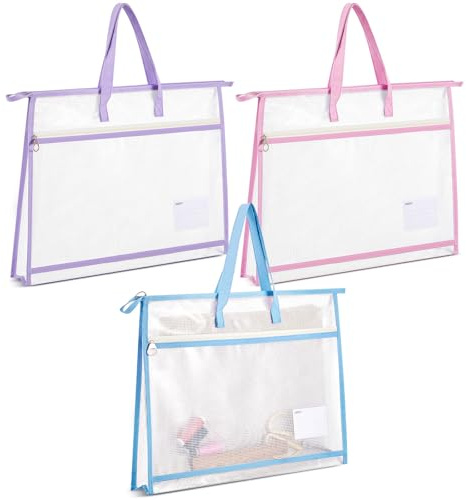 Bulyoou A3-Projekttasche für Quilten, Bastelarbeiten, Aufbewahrung für Quilter, transparentes Netz-Design, Kunstbedarfstasche, Kunstwerk-Aufbewahrung, Organisation für Kunstwerke, Diagramme und