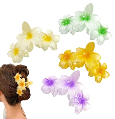 4 Stück Frangipani-Clip, Hai-Clip Für Damen-Haarspirale, Niedliche Haarspange In Blumenform, Locken-Haarspange, Haar-Accessoire, Stabiler Griff, Geeignet Für Dating, Reisen (zufällige Farbe)