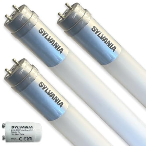 SYLVANIA LED T8 Röhre 73cm | 3000K Warmweiß | Neonröhre Ersatz | 1350 Lumen | 9 Watt | Leuchtmittel mit Starter | 3er Pack