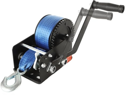 DIRBUY 2500lbs Boat Trailer Winch with 32ft Strap - Heavy Duty Dual-Speed Hand Crank Winch (4:1/8:1 Gear), 2-Way Ratchet for Marine Boat, Truck, ATV & Jet Ski Recovery