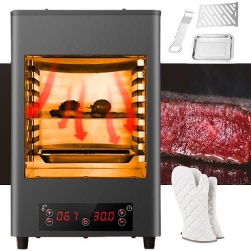 Asador EléCtrico Para Carne De 1700 W, Asador Para Carne De Acero Inoxidable + Guantes - 8/10 Ranuras Para Asar/Tiempo Y Temperatura Ajustables/Temperatura MáXima 800 ℃,A