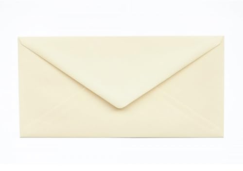 Kuvertwelt Umschläge DIN Lang (220 x 110 mm), Nassklebung - Creme | Stabile Papierumschläge im 25er-Pack mit Nassklebung für Einladungen, Rechnungen und Grußkarten.