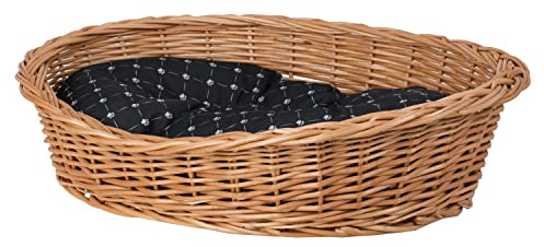 Hundekorb aus Weide in Naturfarbe, Tierkorb, Katzenkorb (Schwarz, 100x75 H27)