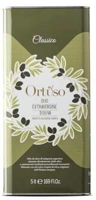 Olio Extravergine d’oliva Ortuso - Linea Classico – Fruttato leggero, Latta da 5 L, prodotto con olive dei paesi che affacciano sul bacino del Mediterraneo