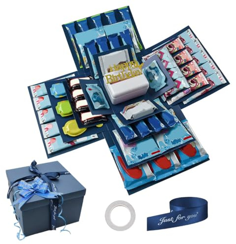 Explosion Box Scatola Regalo a Cinque Strati, 19,5x19,5 cm Scatola Sorpresa Grande Che Si Apre, san Valentino, Compleanno, Anniversario di Matrimonio Fai da Te, Scatola a Sorpresa Fai da Te per Foto