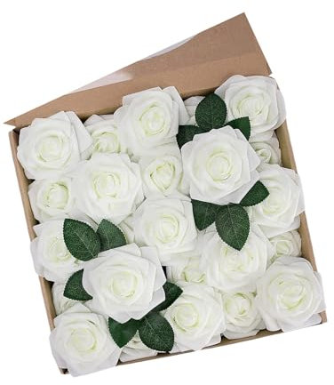 FOLODA 25 Realistische Schaumrosen Mit Drahtstielen Für Blumenfahrzeuge Blumensträuße Hausdekoration Handgefertigt Künstliche Künstliche Für Kuchendekoration