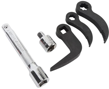 LOCADENCE 5Pcs Set Pry Bar Wrench Adapter Head, 1/2in 3/8in Crowbar Adapter Head Tool, Crowbar Adapter with Extension Bar, Head and L Shape Prybar