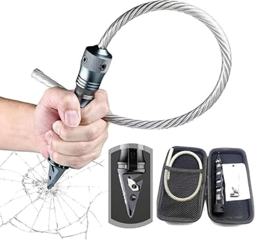 VIVIZEN Large Self-Defense Stick with Extendable Whip, Emergency Window Breaker and PU Leather Storage Case for Personal Protection