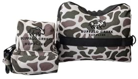 Buffalo Creek Supplies All Weather Durable Front and Rear Shooting Rest Bags, Rifle Rest Sand Bag for Bench Rest Shooting, Hunting, Target & Competitive Sports Shooting-Unfilled (Classic Deer)