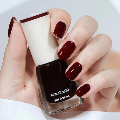 Cherry Red Gel Nail Polish, Burgundy Dark Red Varnish with Holographic Shine, Quick-Dry Breathable Formula, Long-Lasting Christmas Autumn Nail Art for Women, No Need Baking, Salon Professional, 1PCS