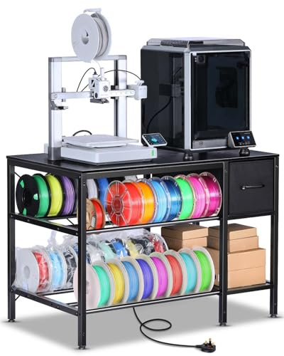 3D Printer Stand with Filaments Storage - 3D Printer Table Filament Storage Rack Heavy Duty 3D Print Desk with Drawer for Workshop Studio Office