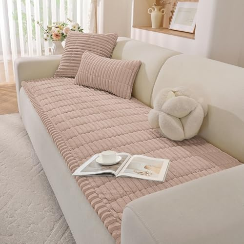 YSTELLAA Sofföverdrag 1/2/3/4 Sits Mjukt Flanell, Halkfritt Soffskydd For Sectional Couch, Universellt Sofa Cover, L-Format Möbelskydd För Vardagsrum(Champagne, 70x180cm)