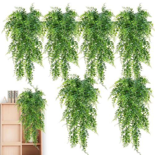 Hiedra artificial, 6 piezas de vegetación estética realista para pared, guirnalda de hiedra artificial | para interiores y exteriores, habitación, pared, dormitorio, valla de privacidad para