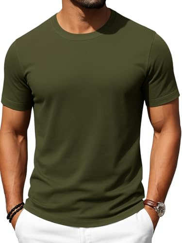 Runcati T-shirt à manches courtes et col rond pour homme - Couleur unie - Pour la gym, le fitness - Coupe droite - Basique - Décontracté - Loisirs