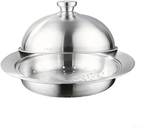 Vaporera de acero inoxidable, 20 cm/24 cm, cesta de acero inoxidable 304, juego de ollas apilables, apto para horno de inducción de tres capas, tapa de vidrio para cocinar albóndigas de verduras (24